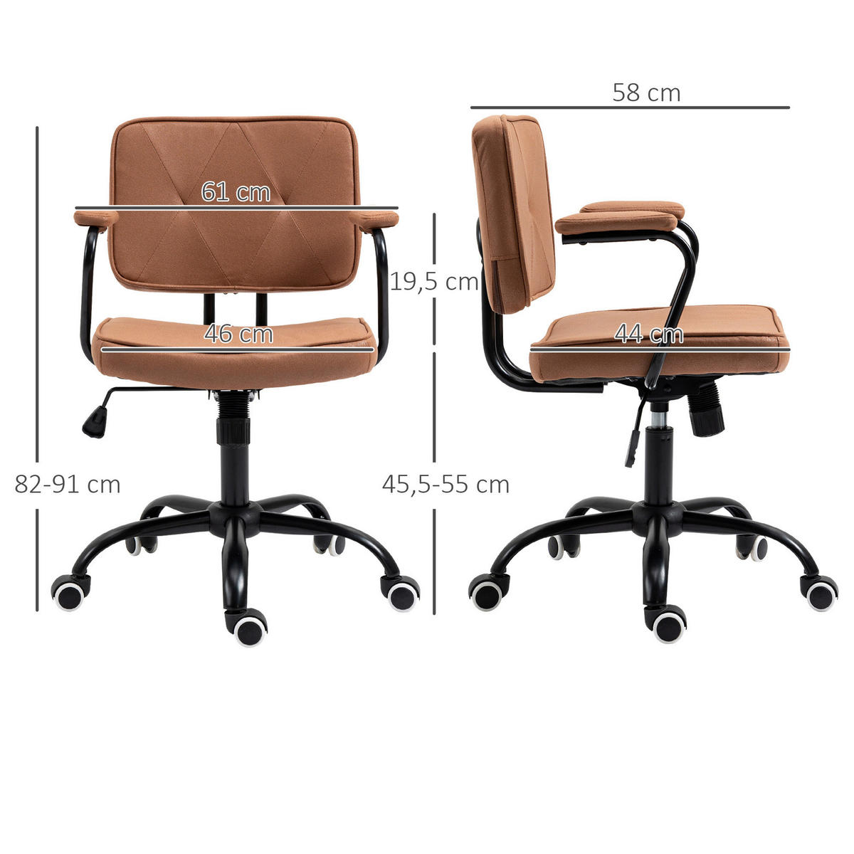 Drehstuhl 921-595BN braun 921-595BN - braun (58,00/82,00/61,00cm) - Vinsetto