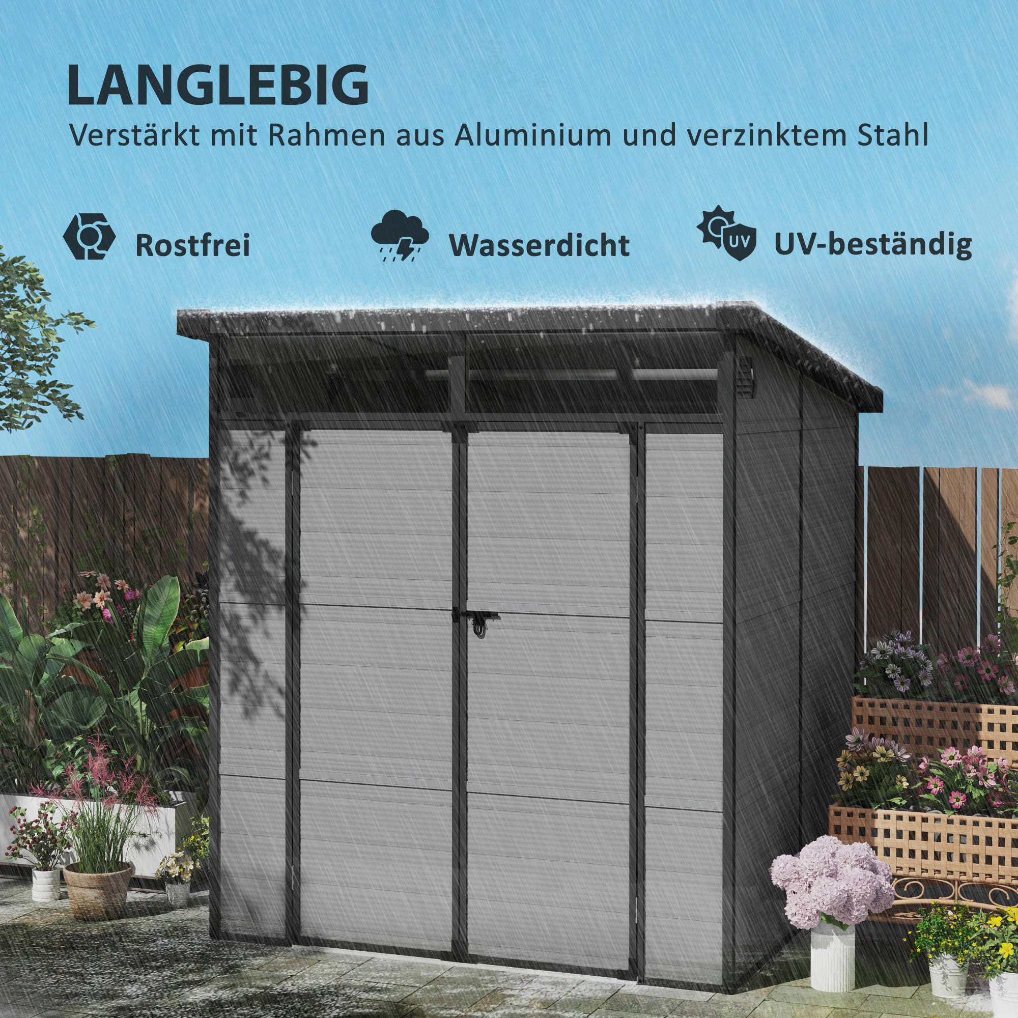 Outsunny Gerätehaus hellgrau B/H/L: ca. 191x215x190 cm Gerätehaus - hellgrau (190,00/191,00/215,00cm) - Outsunny