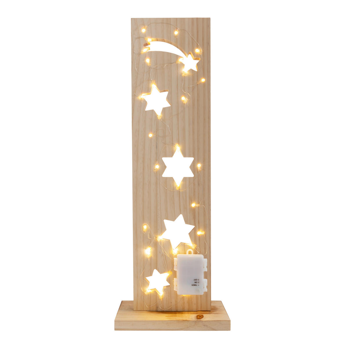 Näve Leuchten LED-Dekoleuchte natur Holz B/H/T: ca. 11x60x21,5 cm LED-Holz-Dekoleuchte STERNE - natur (11,00/60,00/21,50cm) - Näve Leuchten