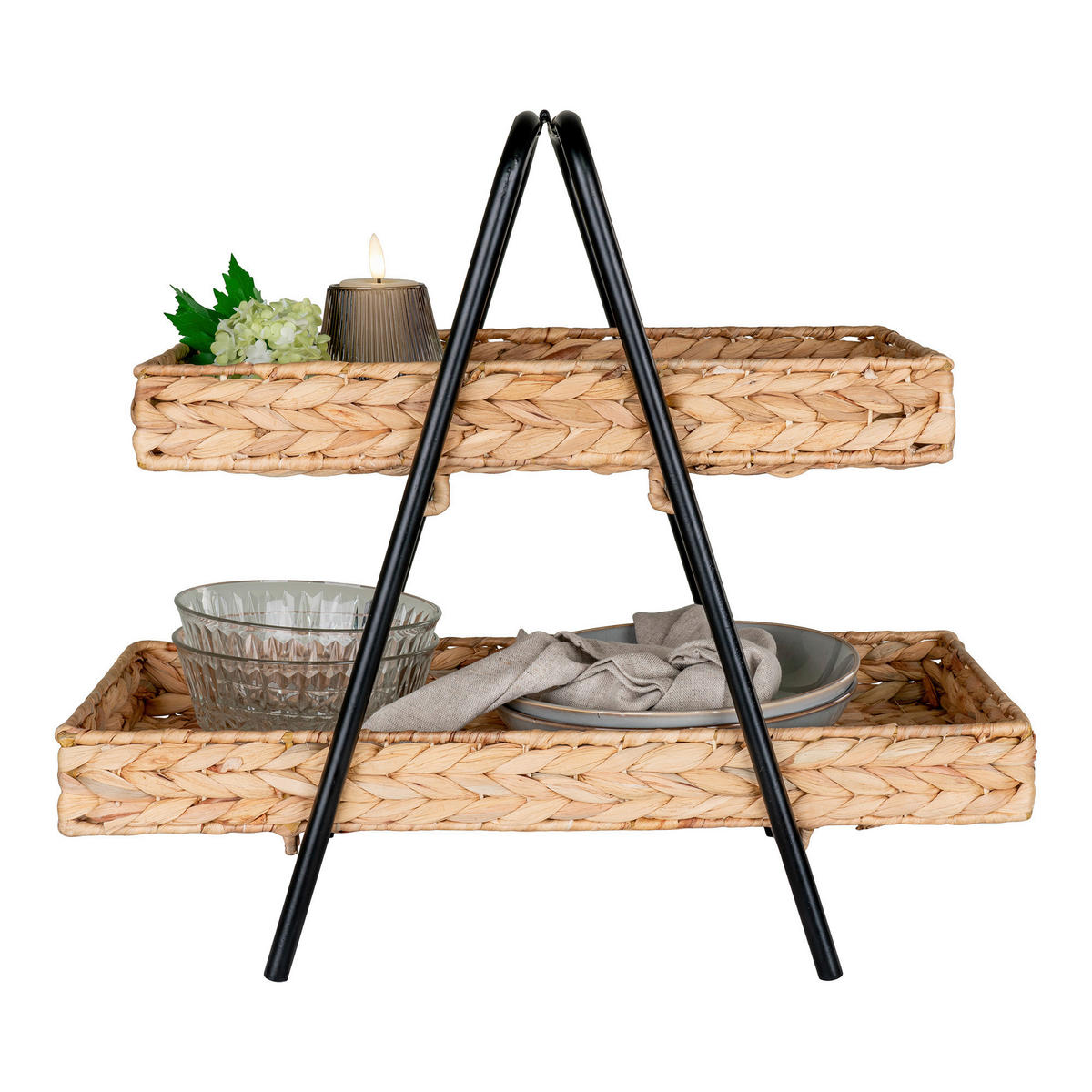 Tablett Alfaro natur Wasserhyazinthe B/H/L: ca. 23x43,5x42 cm Alfaro - natur/schwarz (42,00/23,00/43,50cm)