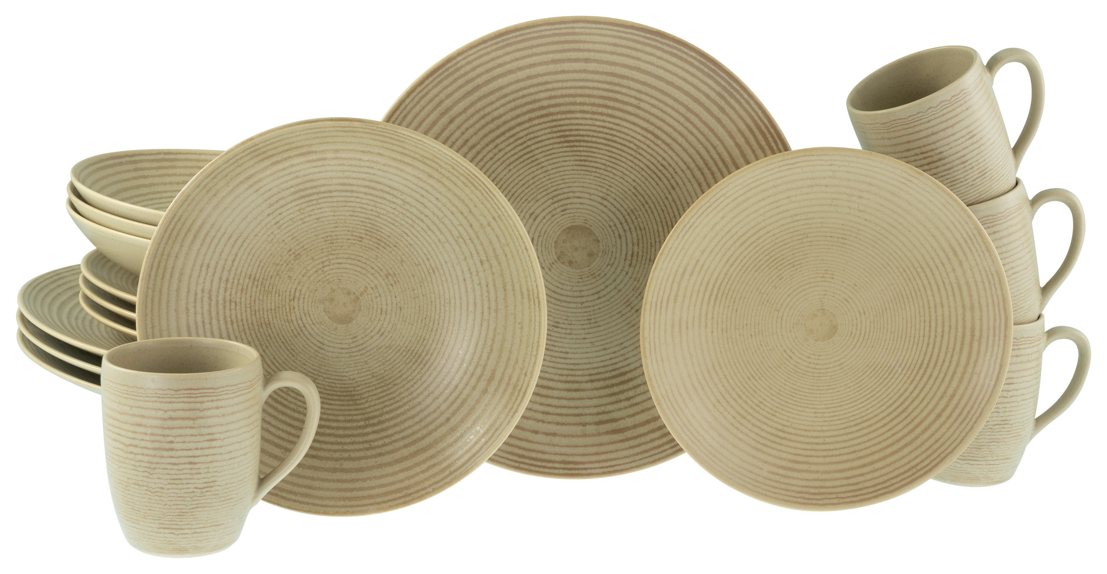 CreaTable Kombiservice Catania sand Steinzeug 16 tlg. Catania - sand (38,00/36,00/37,00cm) - CreaTable