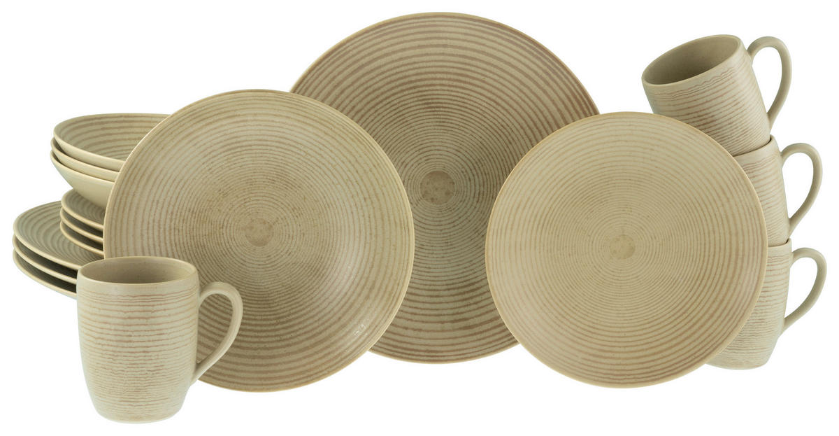 CreaTable Kombiservice Catania sand Steinzeug 16 tlg. Catania - sand (38,00/36,00/37,00cm) - CreaTable