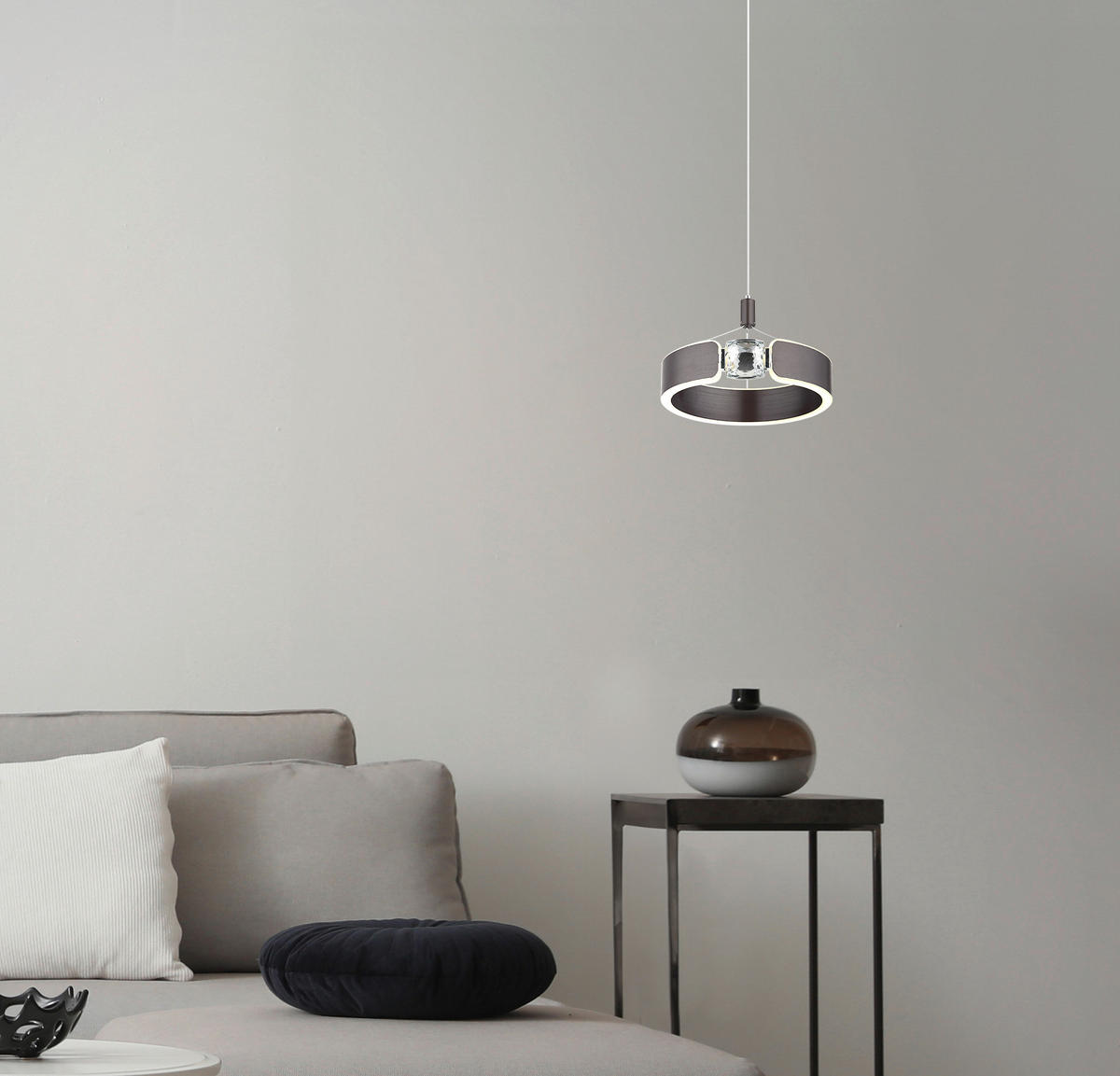 GLOBO LED-Pendelleuchte bronze Opal Metall Acryl H/L: ca. 125x22 cm LED-Pendelleuchte_Hendricks - Opal/bronze (22,00cm) - GLOBO