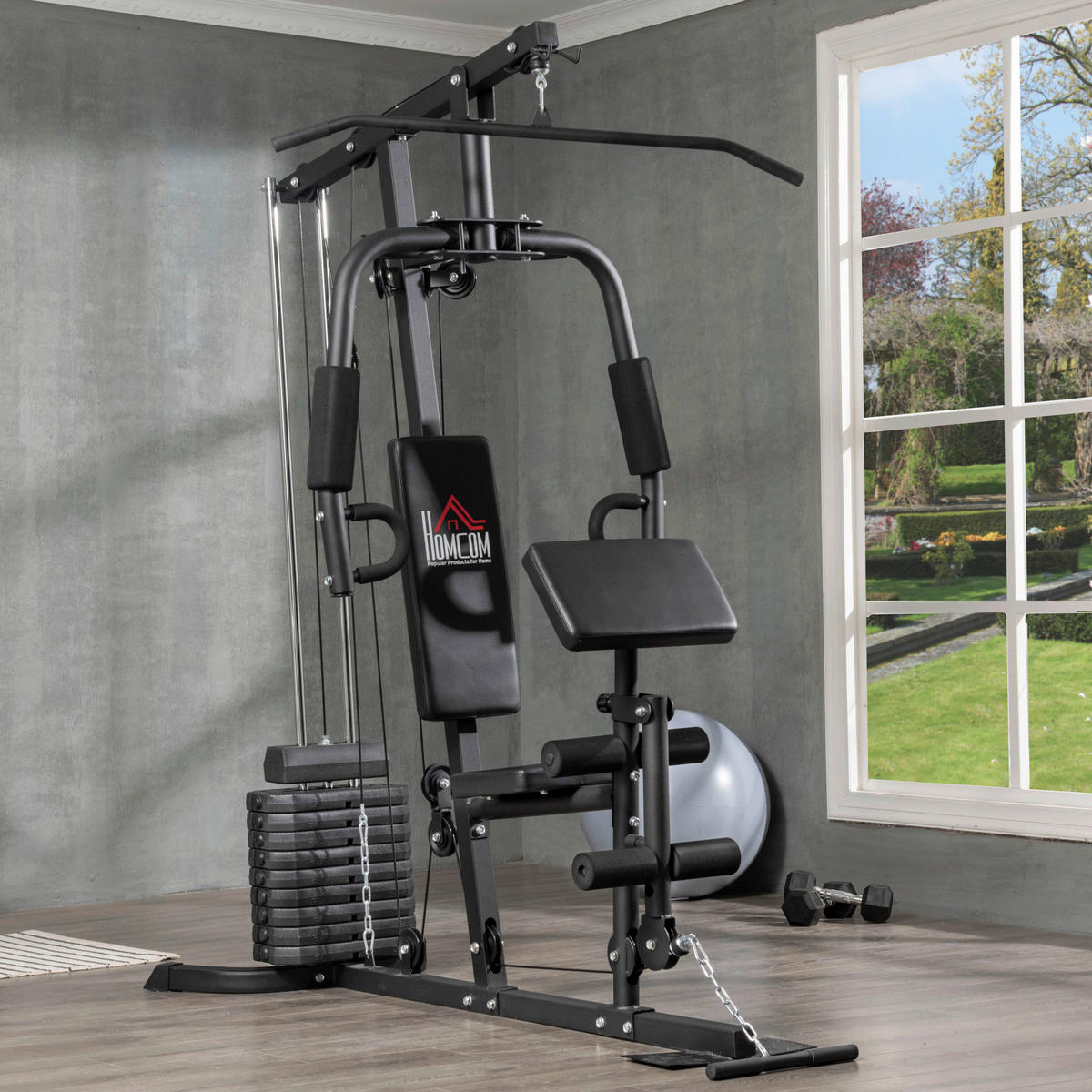 HOMCOM Kraftstation schwarz Stahl B/H/L: ca. 108x200x180 cm Kraftstation - schwarz (180,00/108,00/200,00cm) - HOMCOM