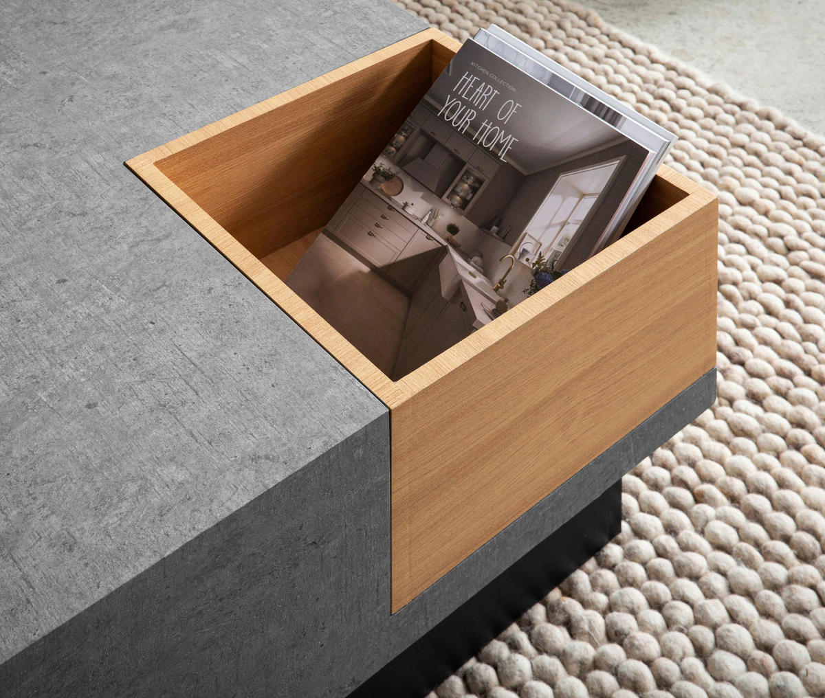 Couchtisch Beton Optik B/H/T: ca. 65x40x65 cm Couchtisch - Beton (65,00/40,00/65,00cm) - Wohnling
