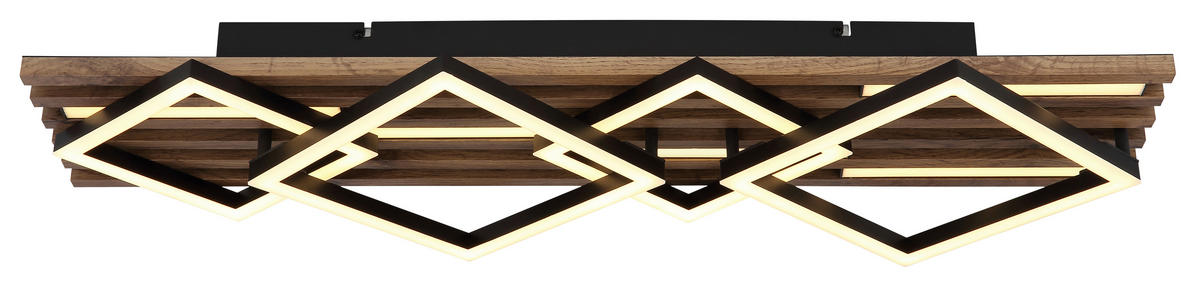GLOBO LED-Deckenleuchte OBRIEN 67344D3 Opal mattschwarz MDF Kunststoff Metall B/H/L: ca. 82x9,5x31 cm 1 Brennstellen OBRIEN - Opal/mattschwarz (31,00/82,00/9,50cm) - GLOBO