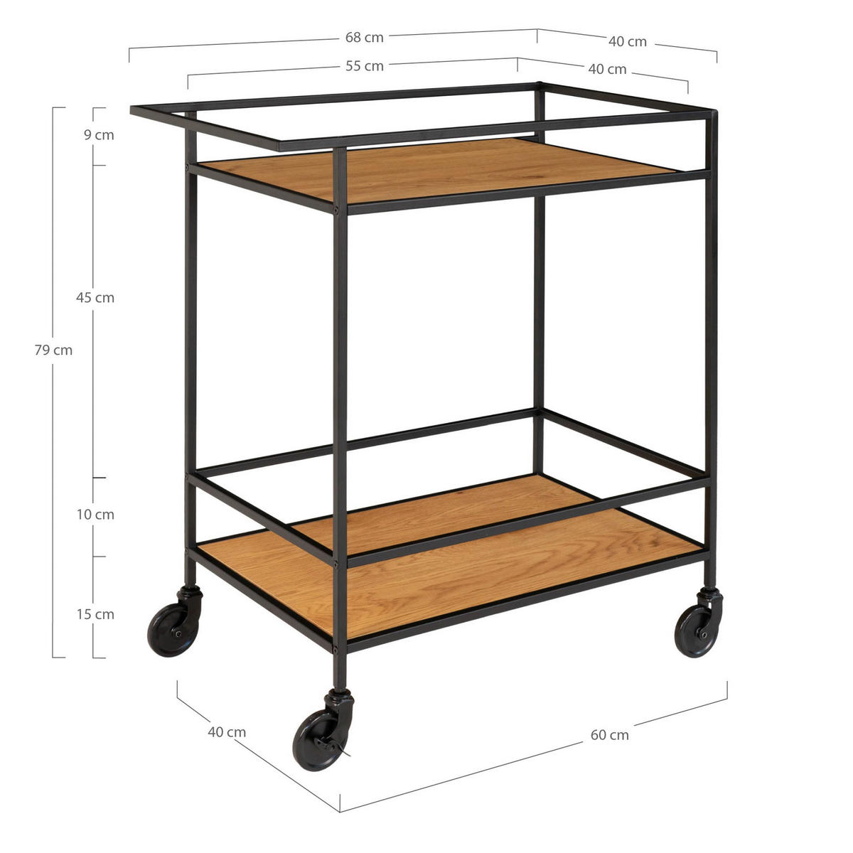 Servierwagen Vita natur Melamin B/H/L: ca. 68x79x40 cm Vita - natur (40,00/68,00/79,00cm)