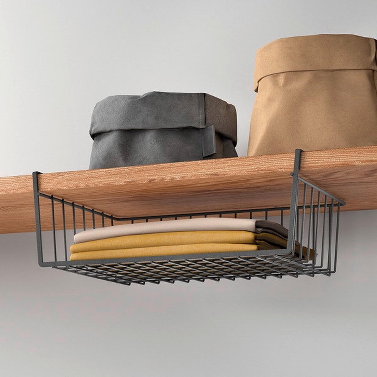 Metaltex Schrankkorb mattschwarz Metall B/H/T: ca. 40x14x26 cm Schrankkorb_Kanguro_Lava - mattschwarz (40,00/14,00/26,00cm) - Metaltex