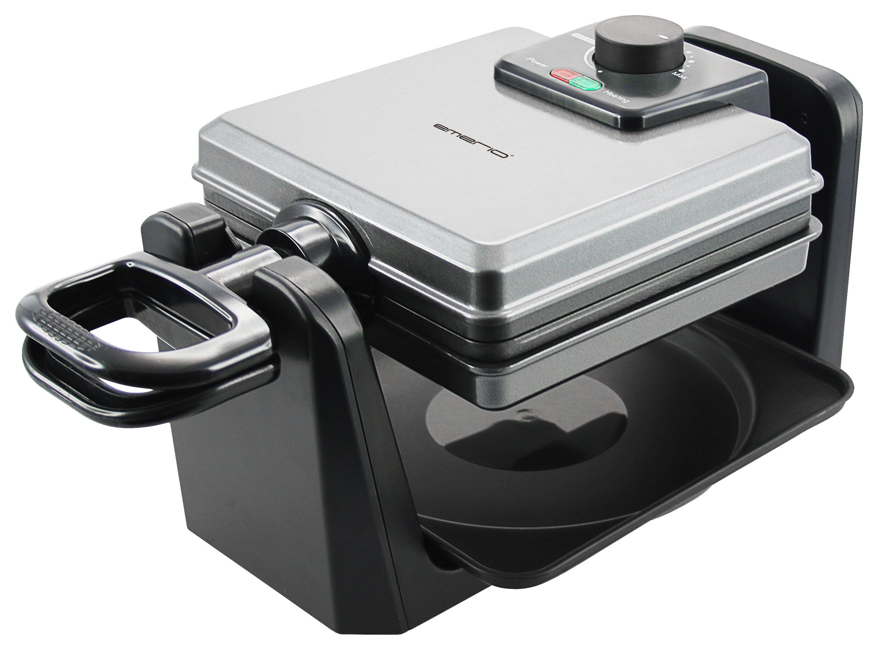 Emerio Waffelautomat WM-110984.4 schwarz Kunststoff B/H/L: ca. 21x19x38 cm Waffeleisen_WM-110984.4 - schwarz/silber (38,00/21,00/19,00cm) - Emerio