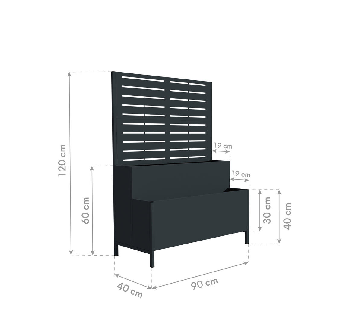 Westmann Pflanzkasten Dekora anthrazit Stahl B/H/L: ca. 90x120x40 cm Dekora - anthrazit (40,00/90,00/120,00cm) - Westmann