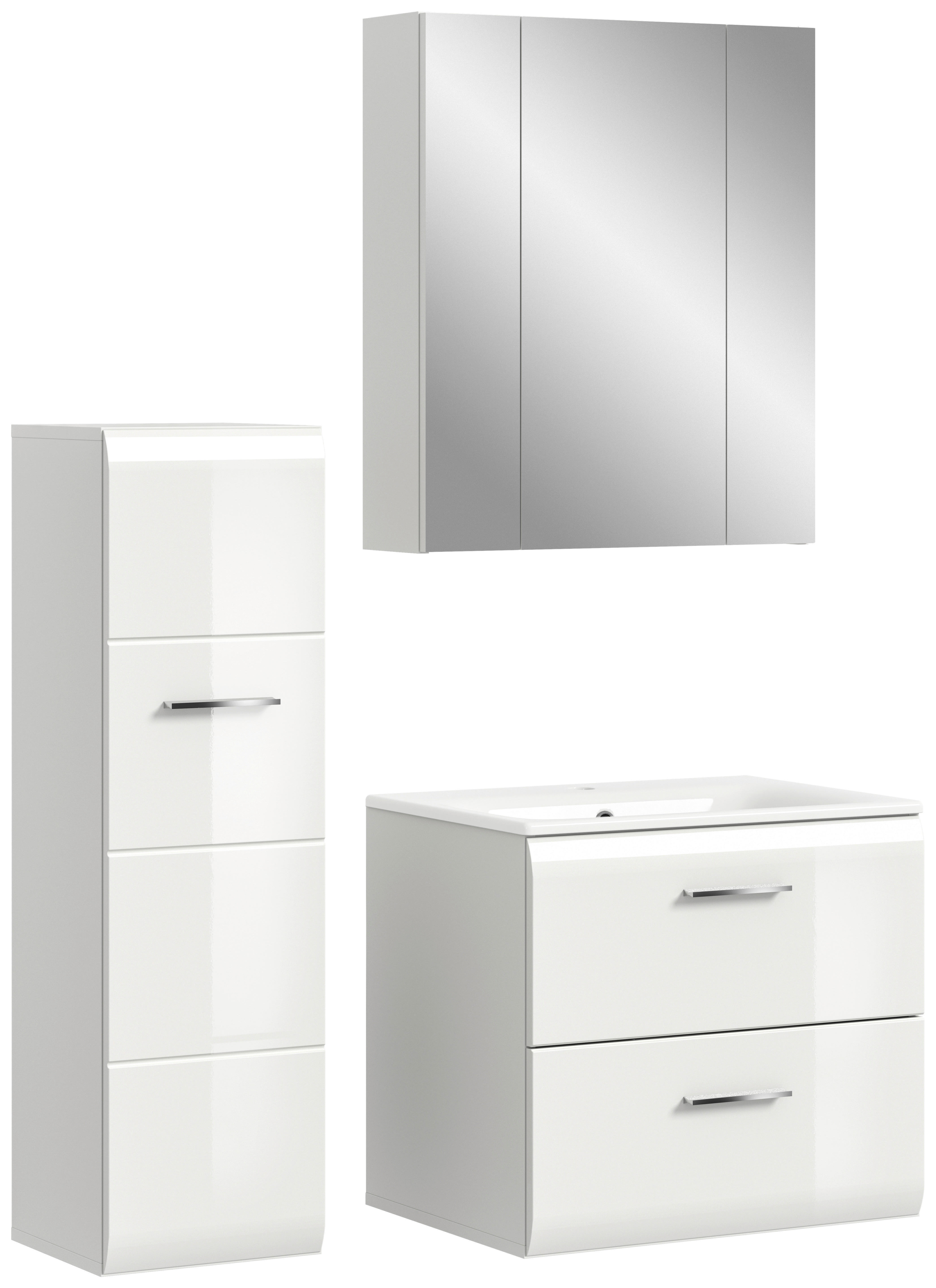 Badezimmer-Set Ice weiß weiß Hochglanz B/H/T: ca. 105x185x46 cm Ice - weiß (105,00/185,00/46,00cm) - xonox.home