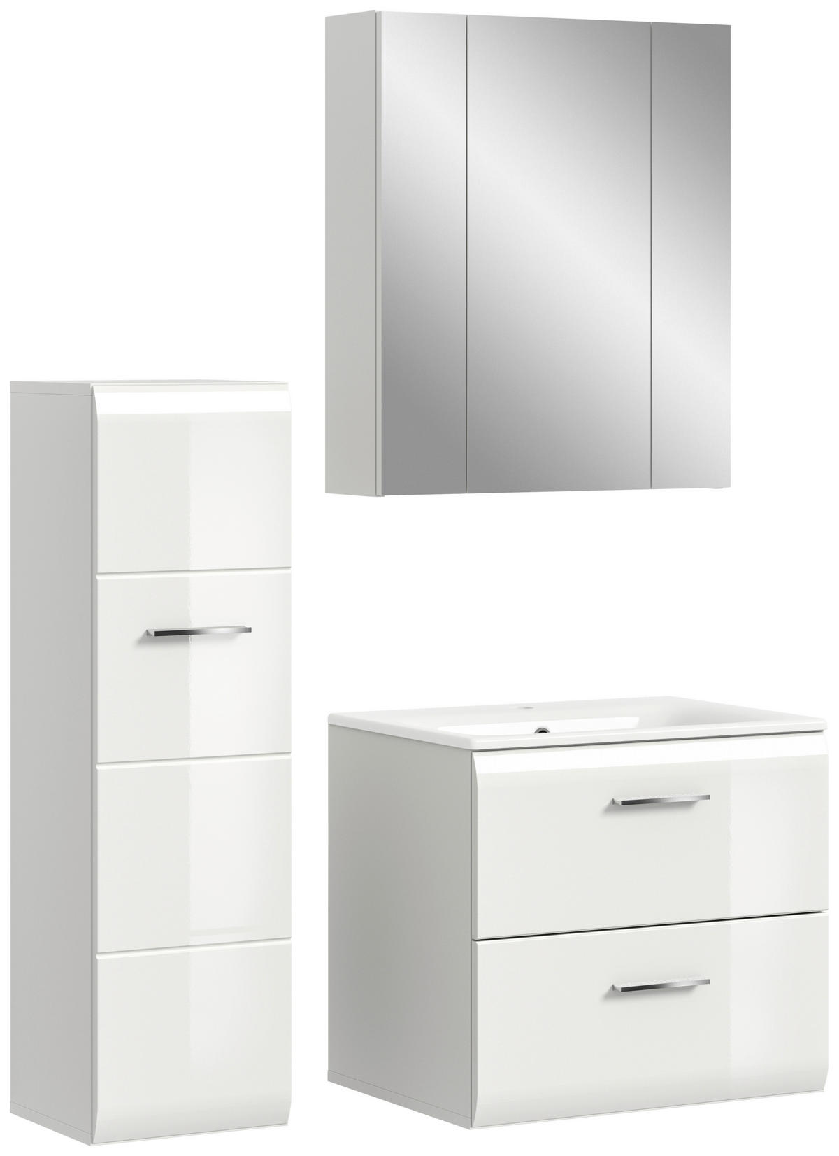 Badezimmer-Set Ice weiß weiß Hochglanz B/H/T: ca. 105x185x46 cm Ice - weiß (105,00/185,00/46,00cm) - xonox.home