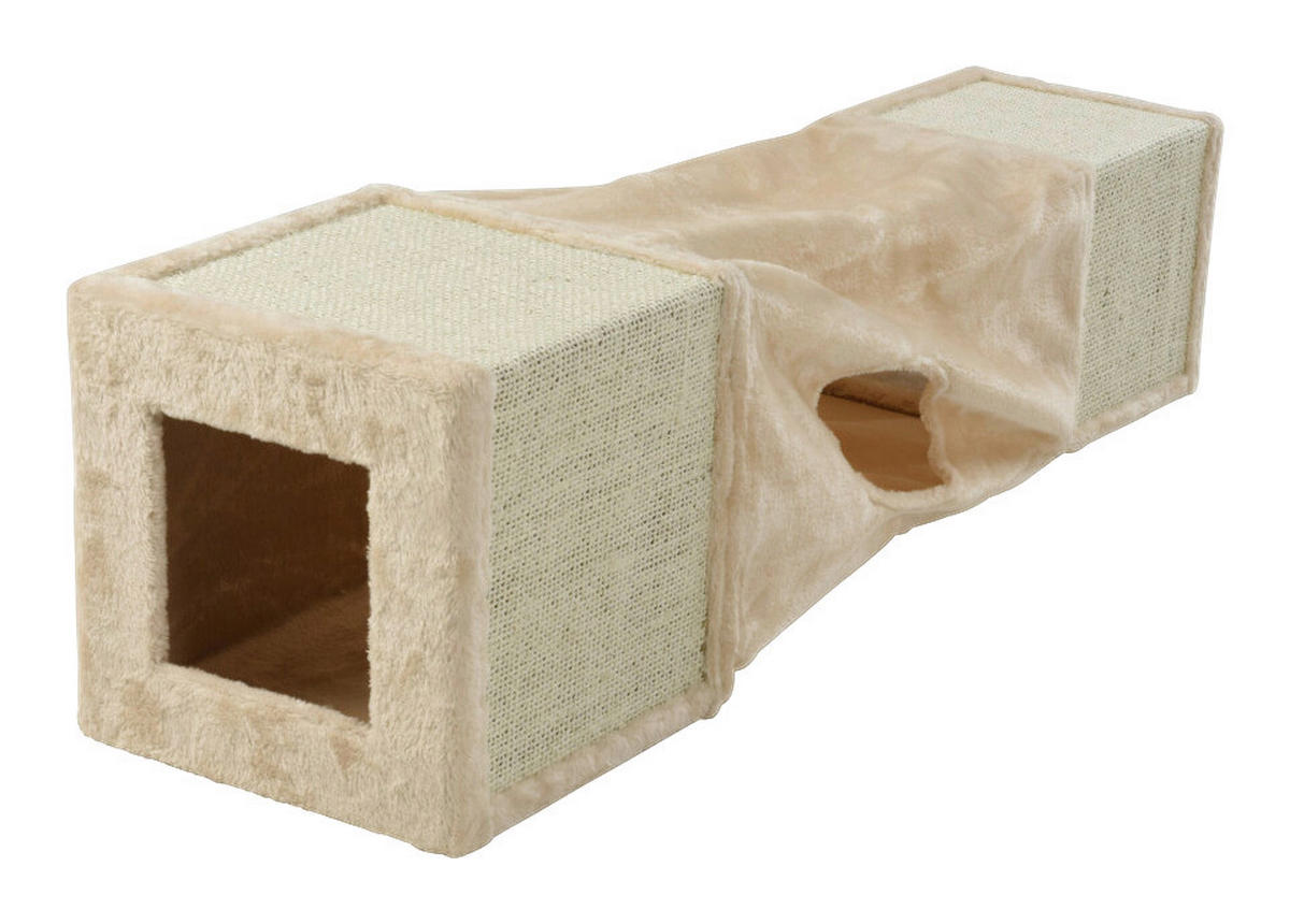 Katzenkratztunnel beige Stoff B/H/L: ca. 10,6x29x29 cm Katzenkratztunnel - beige (29,00/10,60/29,00cm)