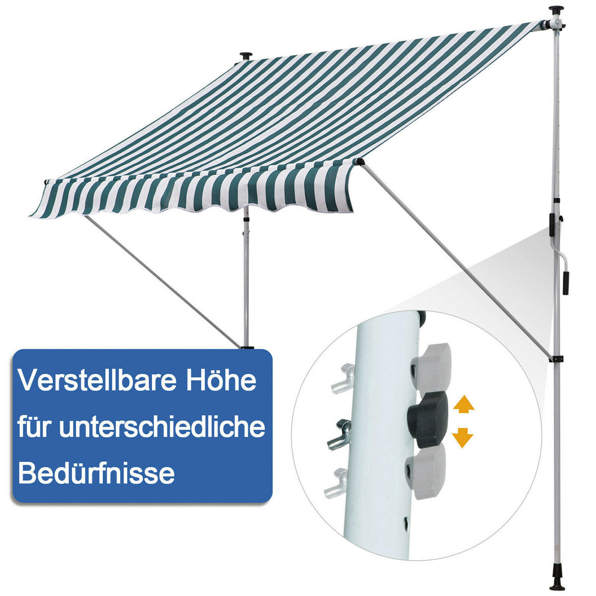 Klemm-Markise grün B/H/L: ca. 200x280x150 cm Klemmmarkise - weiß/grün (150,00/200,00/280,00cm) - Outsunny