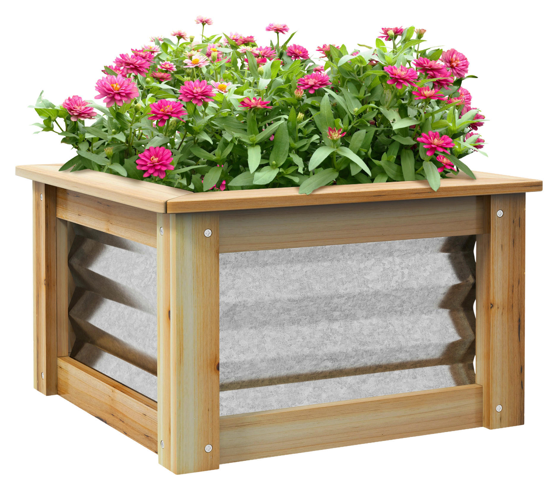 Outsunny Hochbeet silber Metall B/H/L: ca. 45x30x45 cm Hochbeet - natur/silber (45,00/45,00/30,00cm) - Outsunny