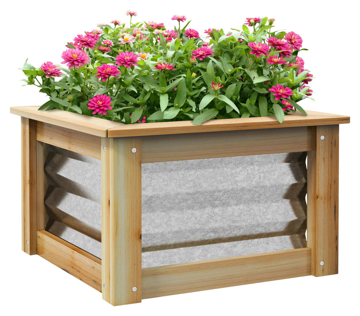 Outsunny Hochbeet silber Metall B/H/L: ca. 45x30x45 cm Hochbeet - natur/silber (45,00/45,00/30,00cm) - Outsunny