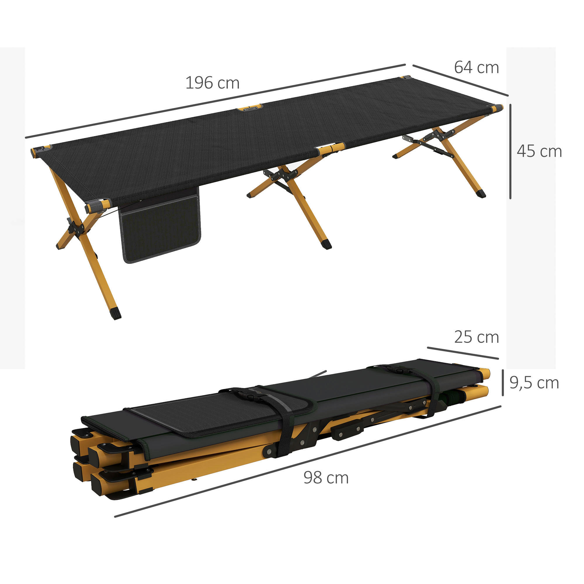 Outsunny Sonnenliege schwarz Nylon B/H/L: ca. 64x45x196 cm Sonnenliege - schwarz (196,00/64,00/45,00cm) - Outsunny