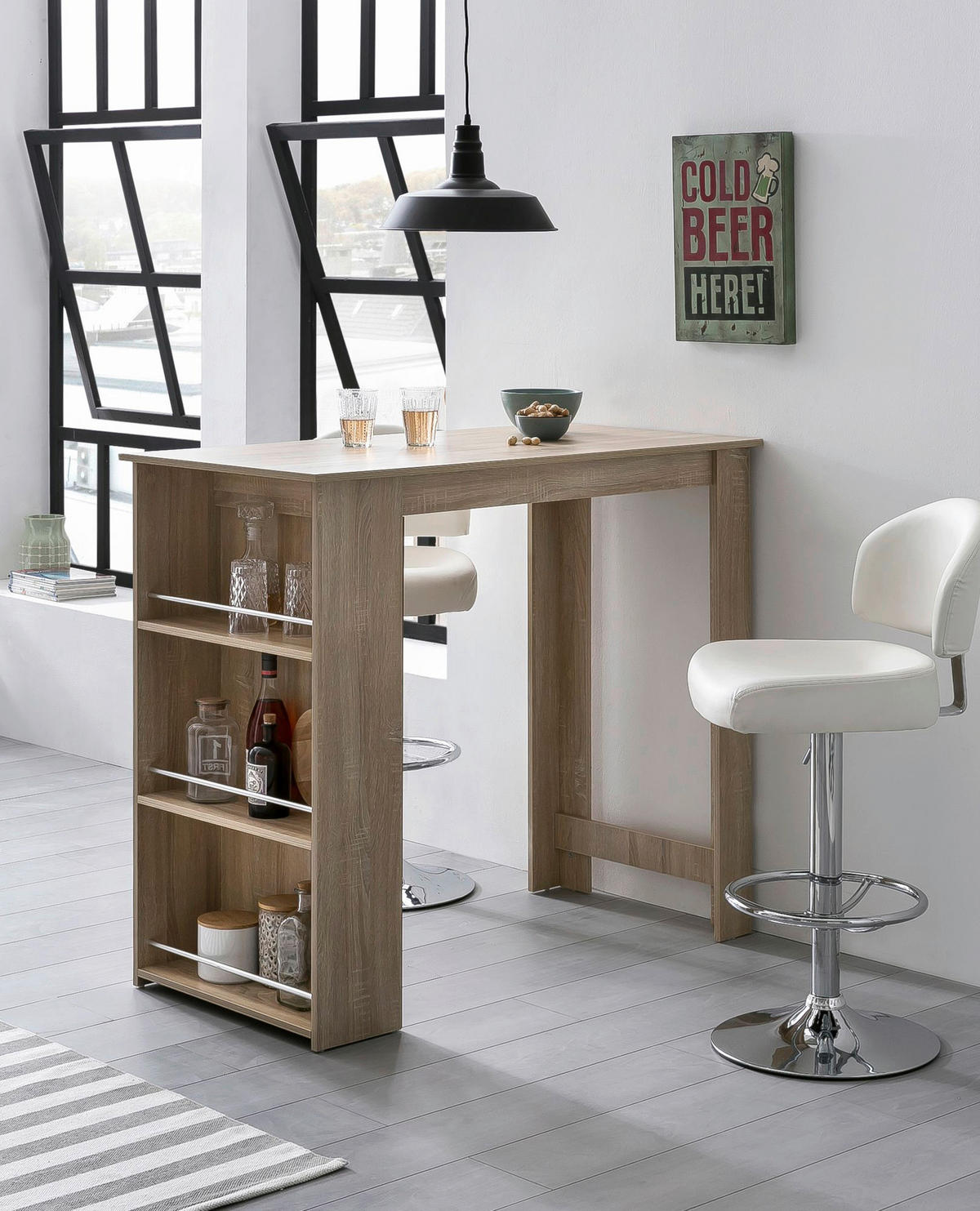 Bartisch Eiche Sonoma Nachbildung Holzwerkstoff B/H/T: ca. 120x107,5x60 cm Bartisch - Eiche (120,00/107,50/60,00cm) - Wohnling