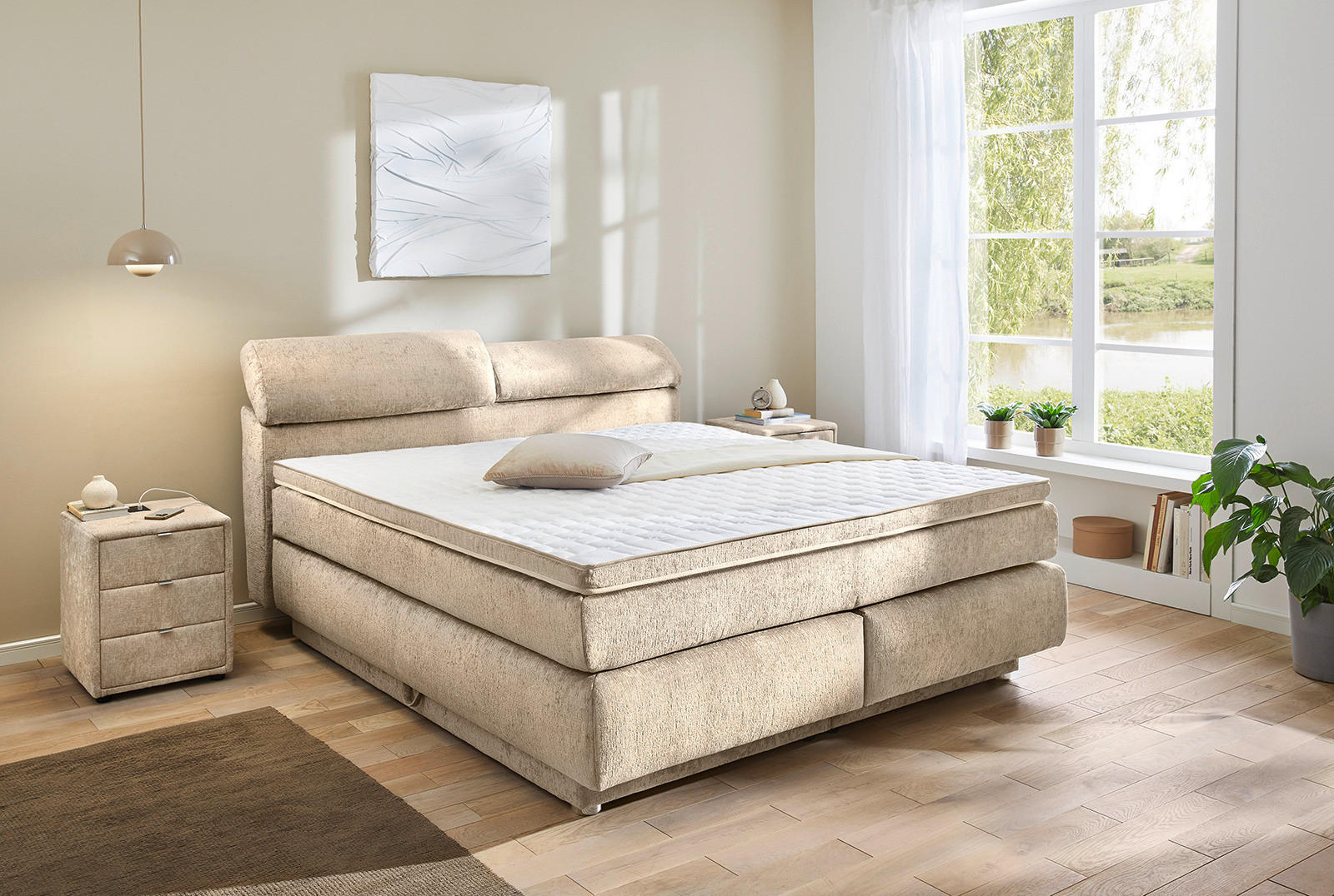 Boxspringbett  beige Liegefläche B/L: ca. 180x200 cm Ella_Boxspringbett 460/29 - beige (180,00/200,00cm)