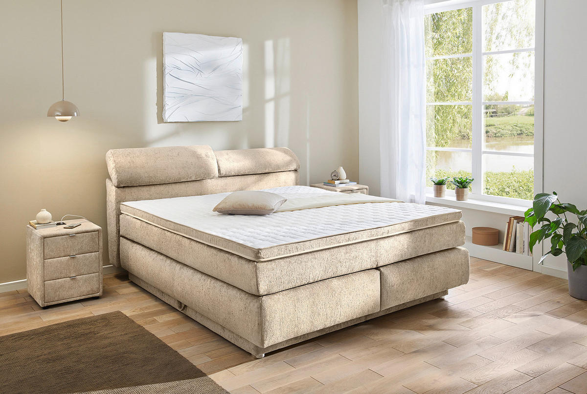 Boxspringbett  beige Liegefläche B/L: ca. 180x200 cm Ella_Boxspringbett 460/29 - beige (180,00/200,00cm)
