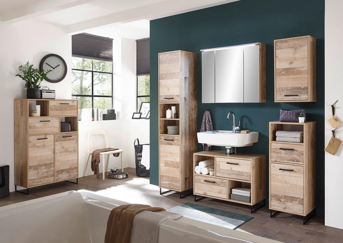 Waschbeckenunterschrank Roof Old Wood Nachbildung B/H/T: ca. 80x61x37 cm Roof - (80,00/61,00/37,00cm)