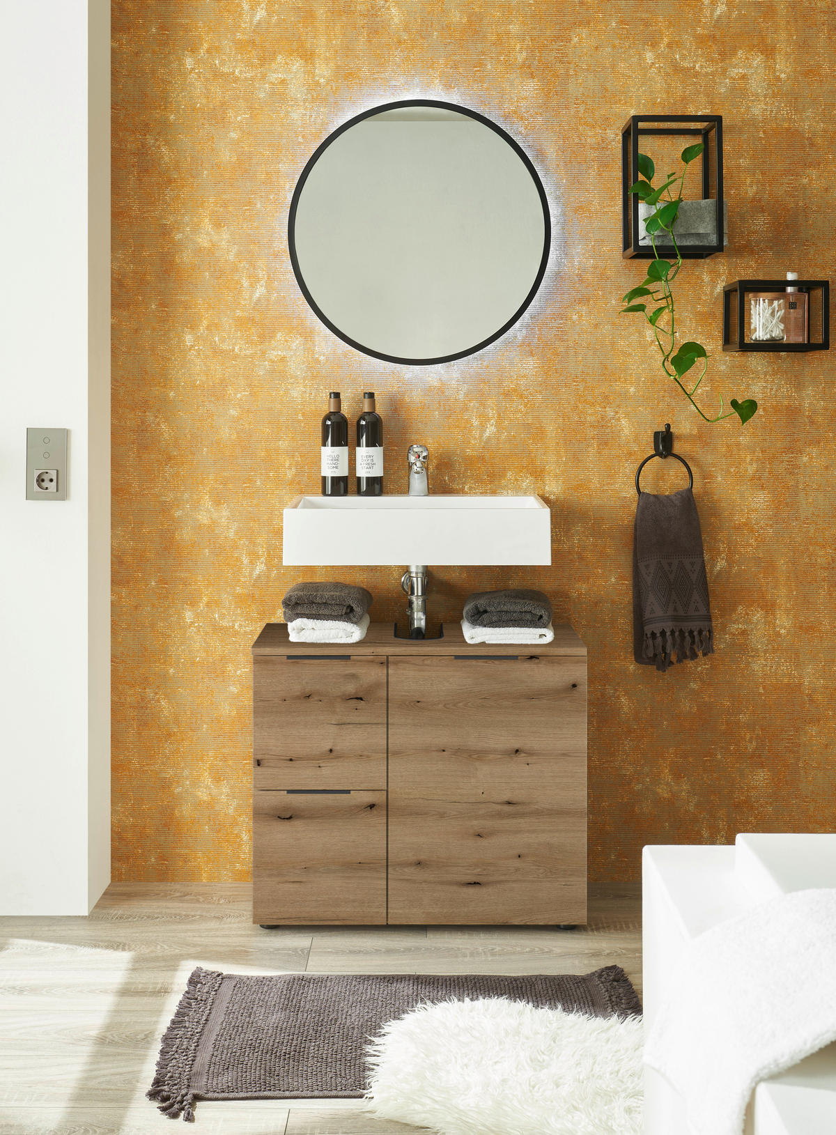 Waschbeckenunterschrank Porto Eiche Evoke Coast Nachbildung B/H/T: ca. 70x60x35 cm Porto - Eiche (70,00/60,00/35,00cm)
