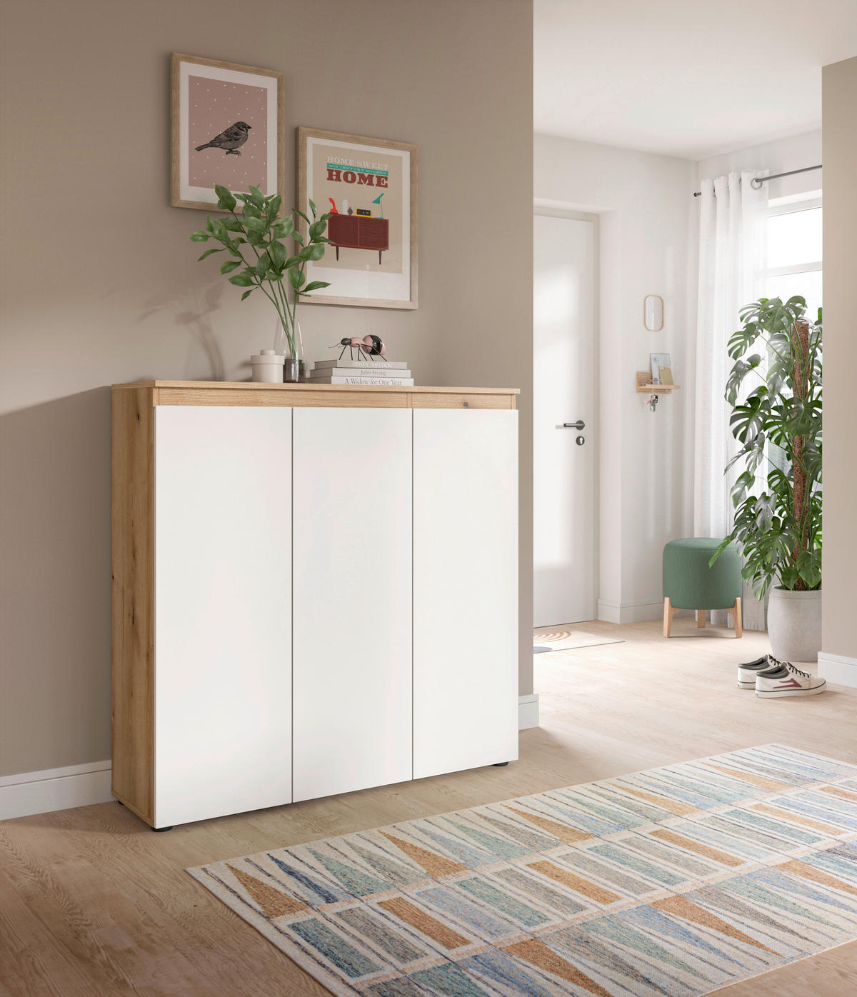 Schrank SCARPA Evoke Oak Nachbildung weiß B/H/T: ca. 105x111x37 cm SCARPA - weiß (105,00/111,00/37,00cm) - xonox.home