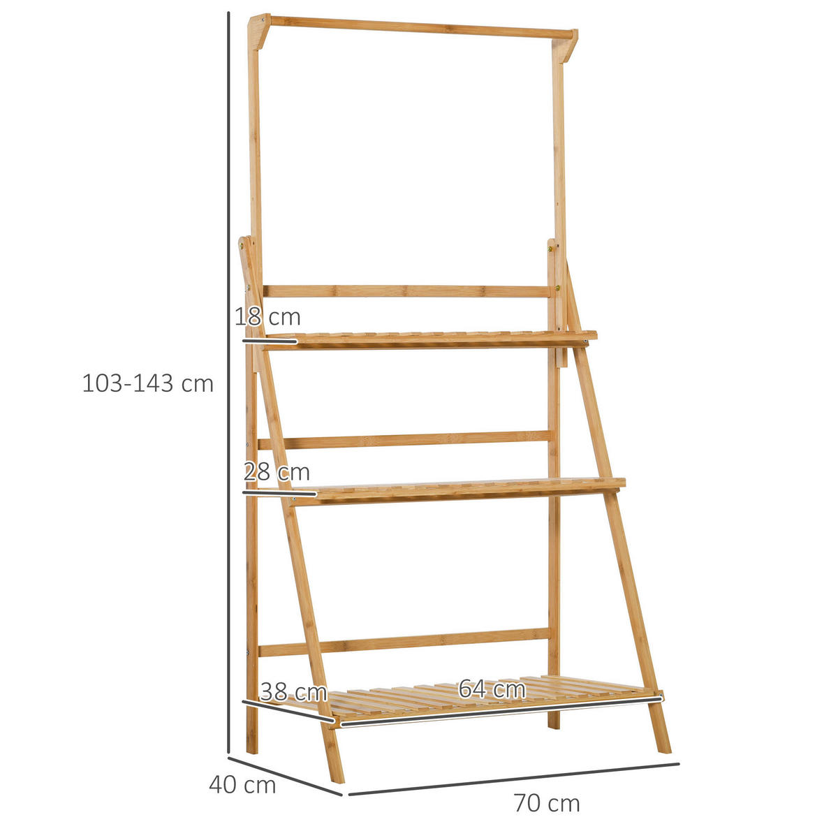 Outsunny Pflanzenregale natur B/H/L: ca. 40x143x70 cm Pflanzentreppe 845-434 - natur (70,00/40,00/143,00cm) - Outsunny