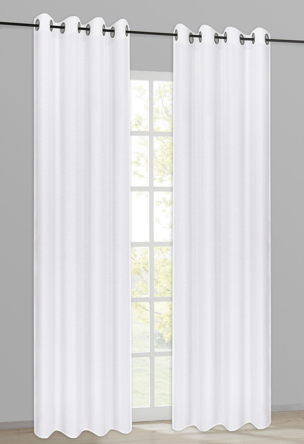 Ösenvorhang weiß B/L: ca. 140x235 cm Ösenvorhang_uni - weiß (140,00/235,00cm) - Happy Home