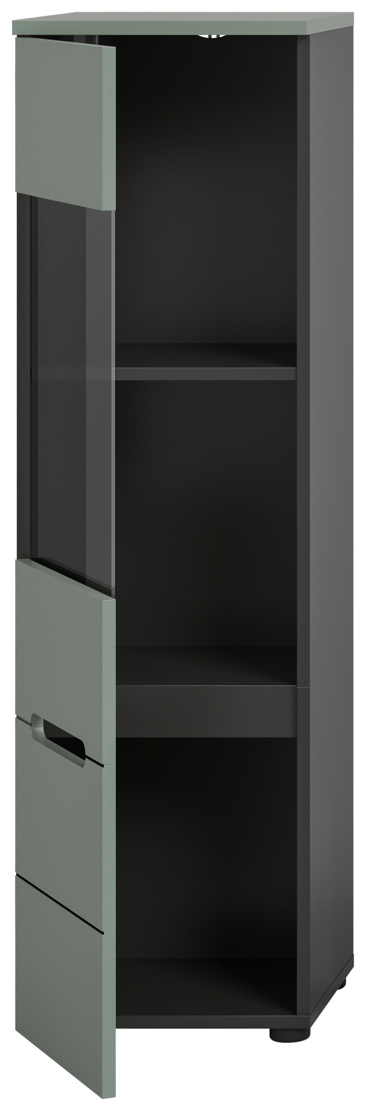Vitrine Canu grün basaltgrau Nachbildung B/H/T: ca. 36x125x33 cm Canu - basaltgrau/grün (36,00/125,00/33,00cm) - xonox.home