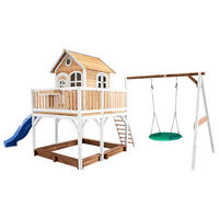 AXI Spielhaus Liam braun B/H/L: ca. 541x291x277 cm Liam - braun/blau (277,00/541,00/291,00cm) - AXI