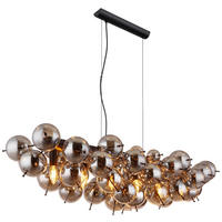GLOBO Pendelleuchte Rauch schwarz Metall Glas B/H/T: ca. 47x120x103 cm E14 6 Brennstellen UDO - schwarz/Rauch (47,00/120,00/103,00cm) - GLOBO