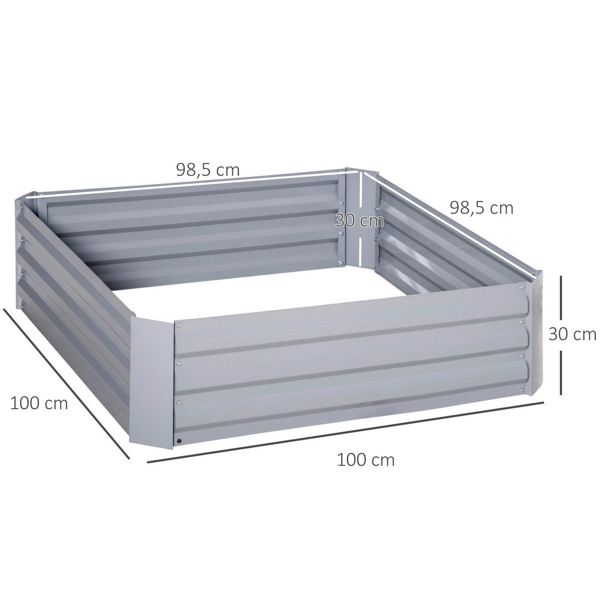 Outsunny Hochbeet 2er-Set grau Stahl B/H/L: ca. 100x30x100 cm Hochbeet 2er-Set - grau (100,00/100,00/30,00cm) - Outsunny