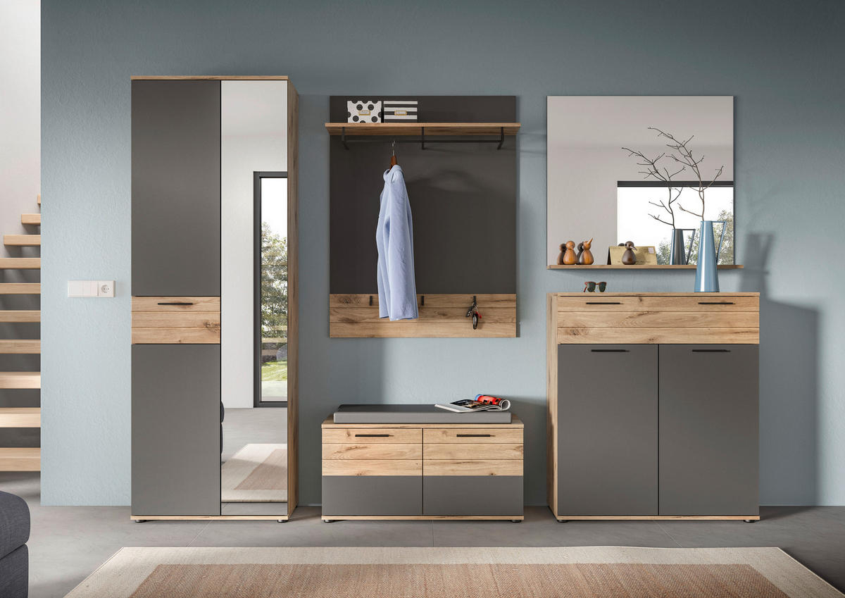 Garderobenschrank Mason Nox Oak Nachbildung dunkelgrau B/H/T: ca. 70x200x37 cm Mason - dunkelgrau (70,00/200,00/37,00cm)