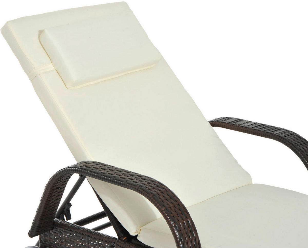 Outsunny Sonnenliege braun Metall B/H/L: ca. 73x103x200 cm Mobile_Rattanliege - braun/beige (200,00/73,00/103,00cm) - Outsunny