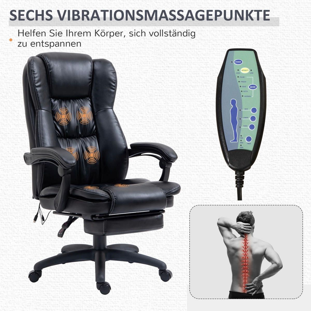 Drehstuhl 921-539V90BK schwarz 921-539V90BK - schwarz (68,50/119,00/68,50cm) - Vinsetto