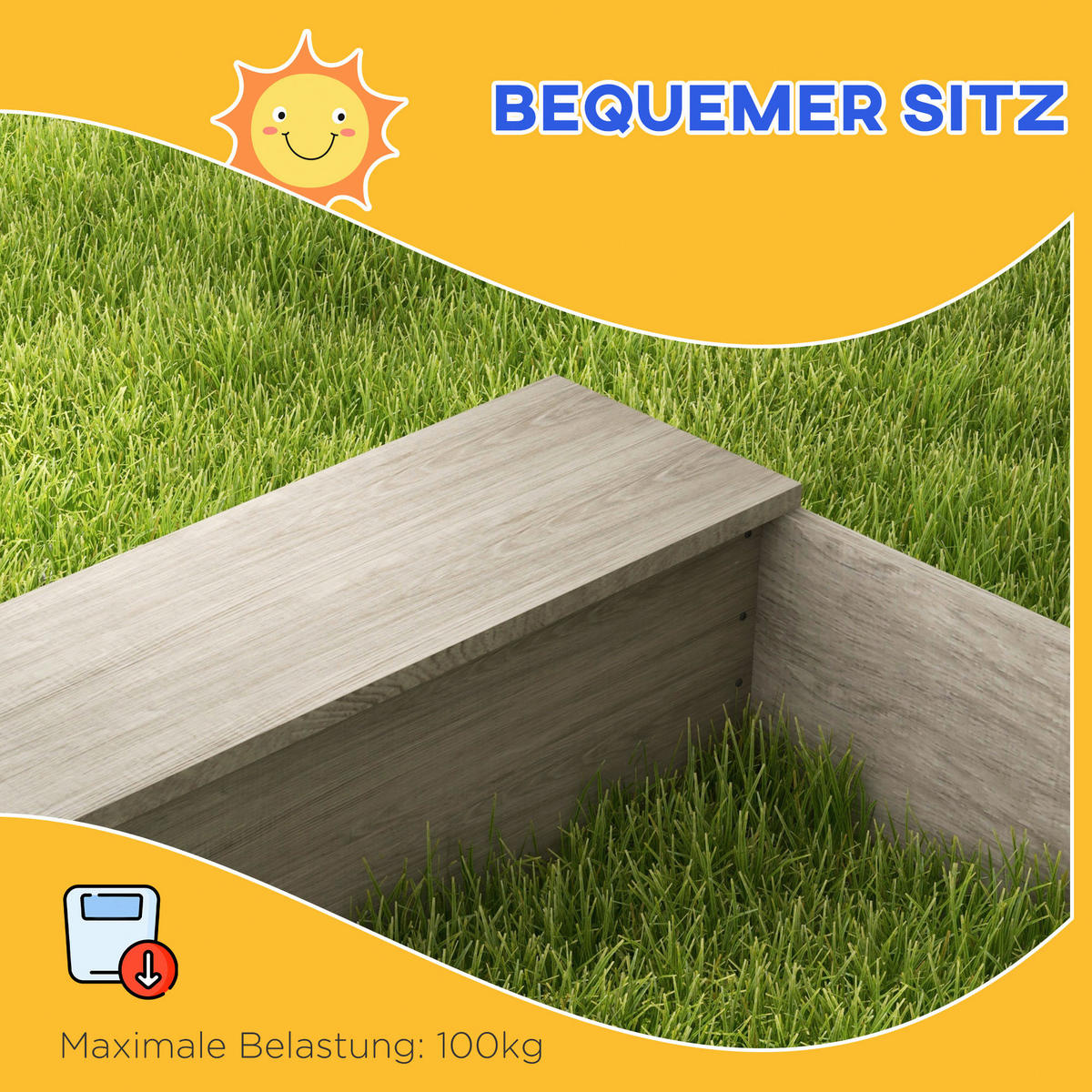 Outsunny Sandkasten grau Sandkasten - grau - Outsunny
