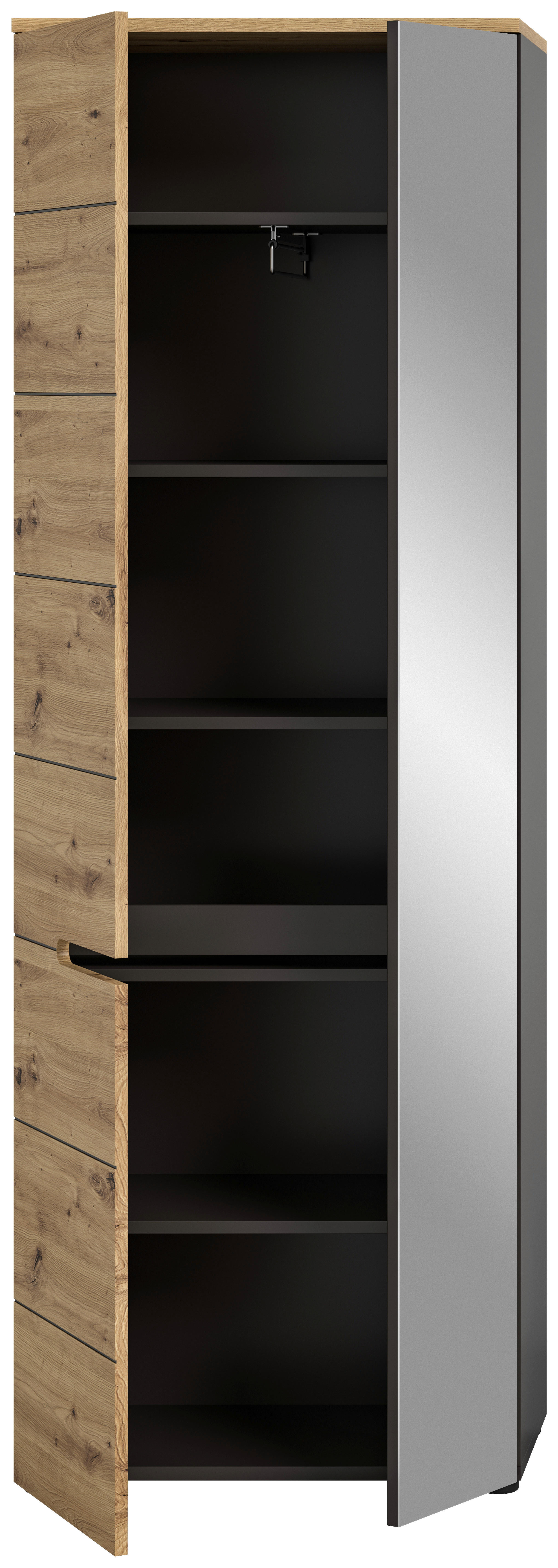 Garderobenschrank CANU edles Basaltgrau Nachbildung Eiche Artisan Nachbildung B/H/T: ca. 65x190x37 cm CANU - Eiche/edles Basaltgrau (65,00/190,00/37,00cm) - xonox.home