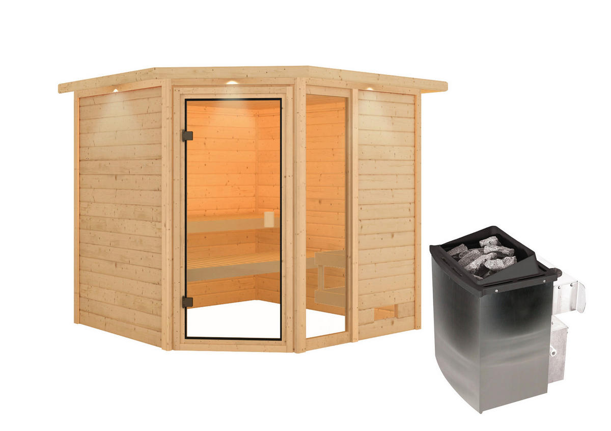 Karibu Sauna Seppel Eck natur B/H/T: ca. 196x187x196 cm Seppel Eck - natur (196,00/187,00/196,00cm) - Karibu