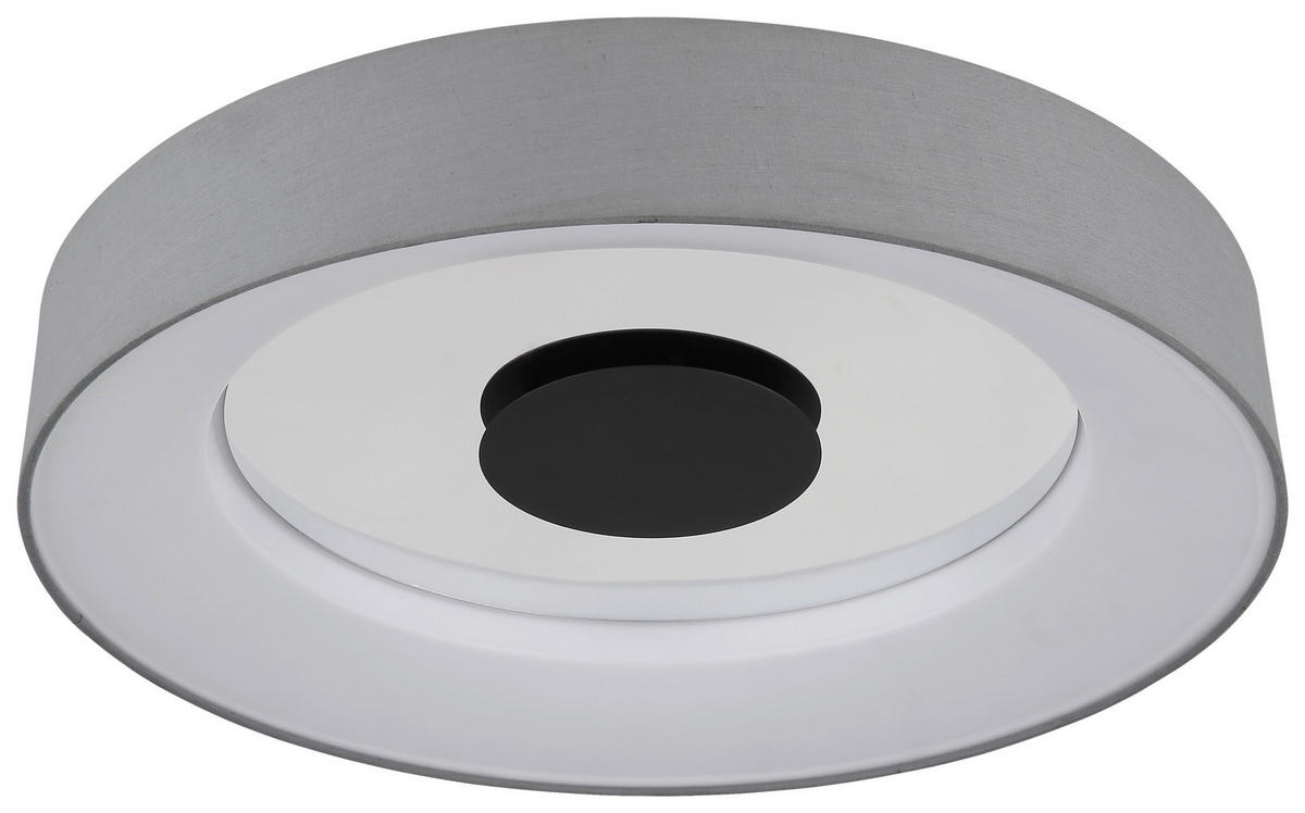 GLOBO LED-Deckenleuchte 48372-30 mattschwarz weiß grau Metall Textil H/D: ca. 9,8x46,8 cm TERPSA - weiß/mattschwarz (46,80/9,80cm) - GLOBO