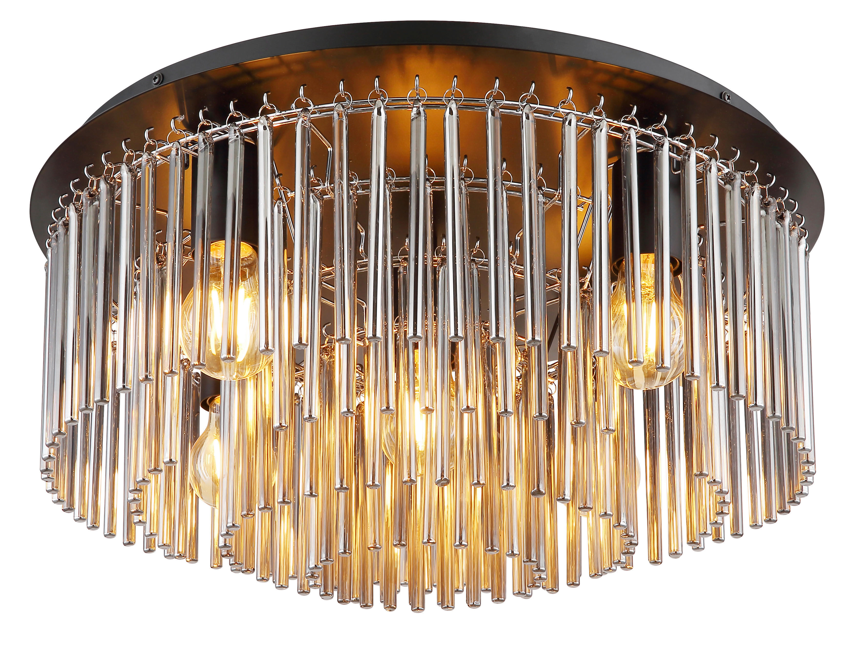 GLOBO Pendelleuchte Rauch schwarz Glas Metall H/D: ca. 25x50 cm E27 5 Brennstellen GORLEY - schwarz/Rauch (50,00/25,00cm) - GLOBO