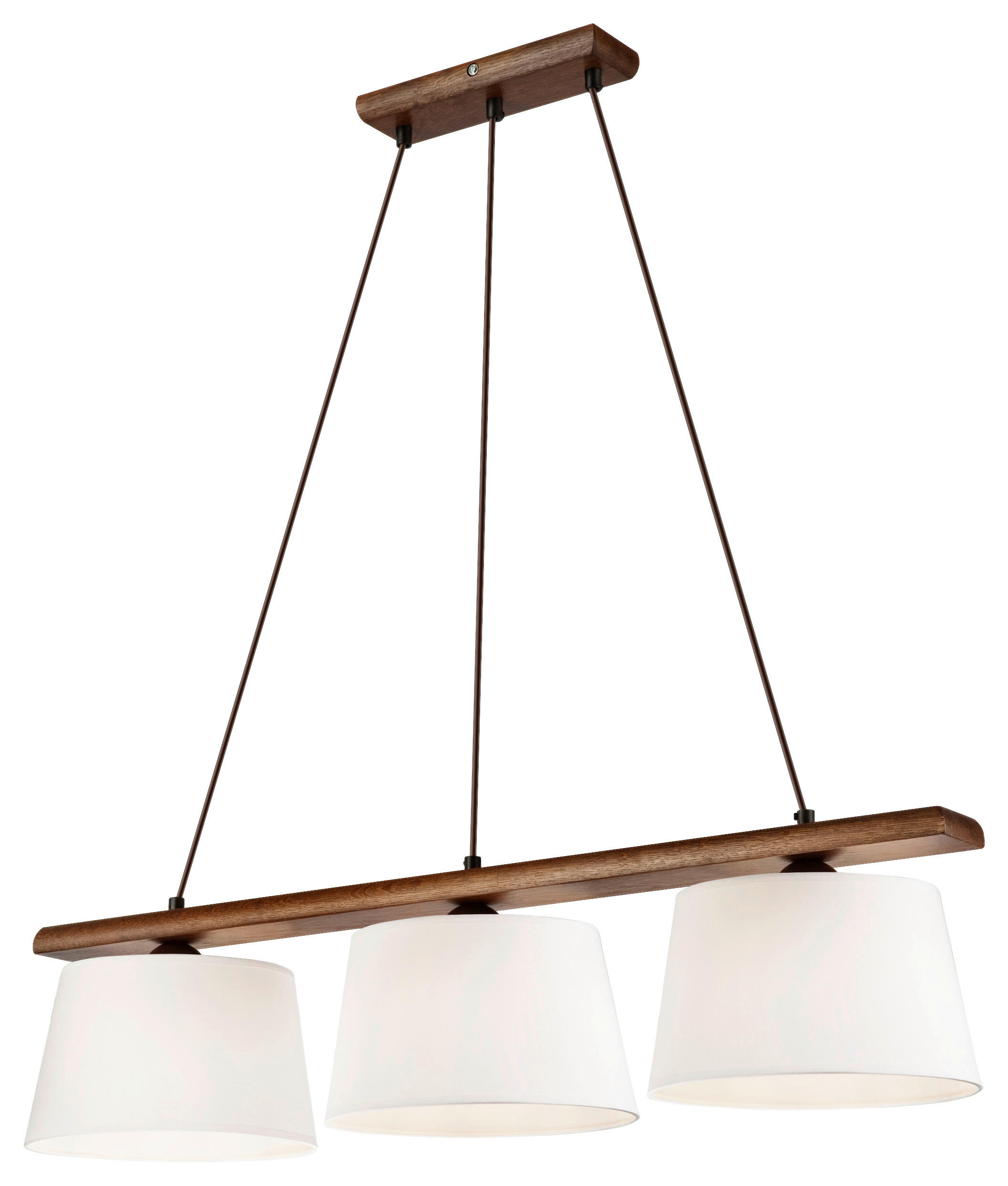Lamkur Pendelleuchte AIDA 35185 Eiche Stoff Holz Stahl H/L: ca. 89x90 cm E27 3 Brennstellen Aida - Eiche (90,00cm) - Lamkur