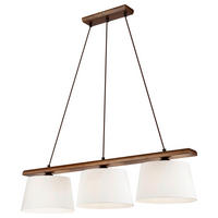 Lamkur Pendelleuchte AIDA 35185 Eiche Stoff Holz Stahl H/L: ca. 89x90 cm E27 3 Brennstellen Aida - Eiche (90,00cm) - Lamkur