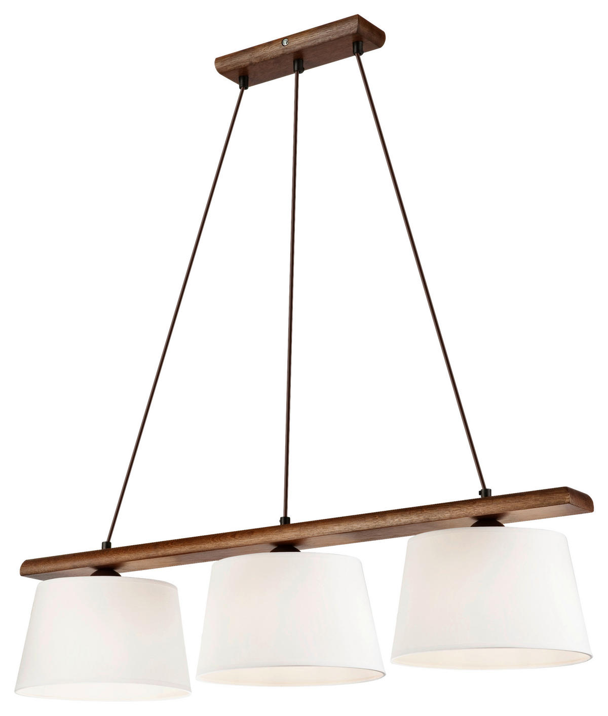 Lamkur Pendelleuchte AIDA 35185 Eiche Stoff Holz Stahl H/L: ca. 89x90 cm E27 3 Brennstellen Aida - Eiche (90,00cm) - Lamkur