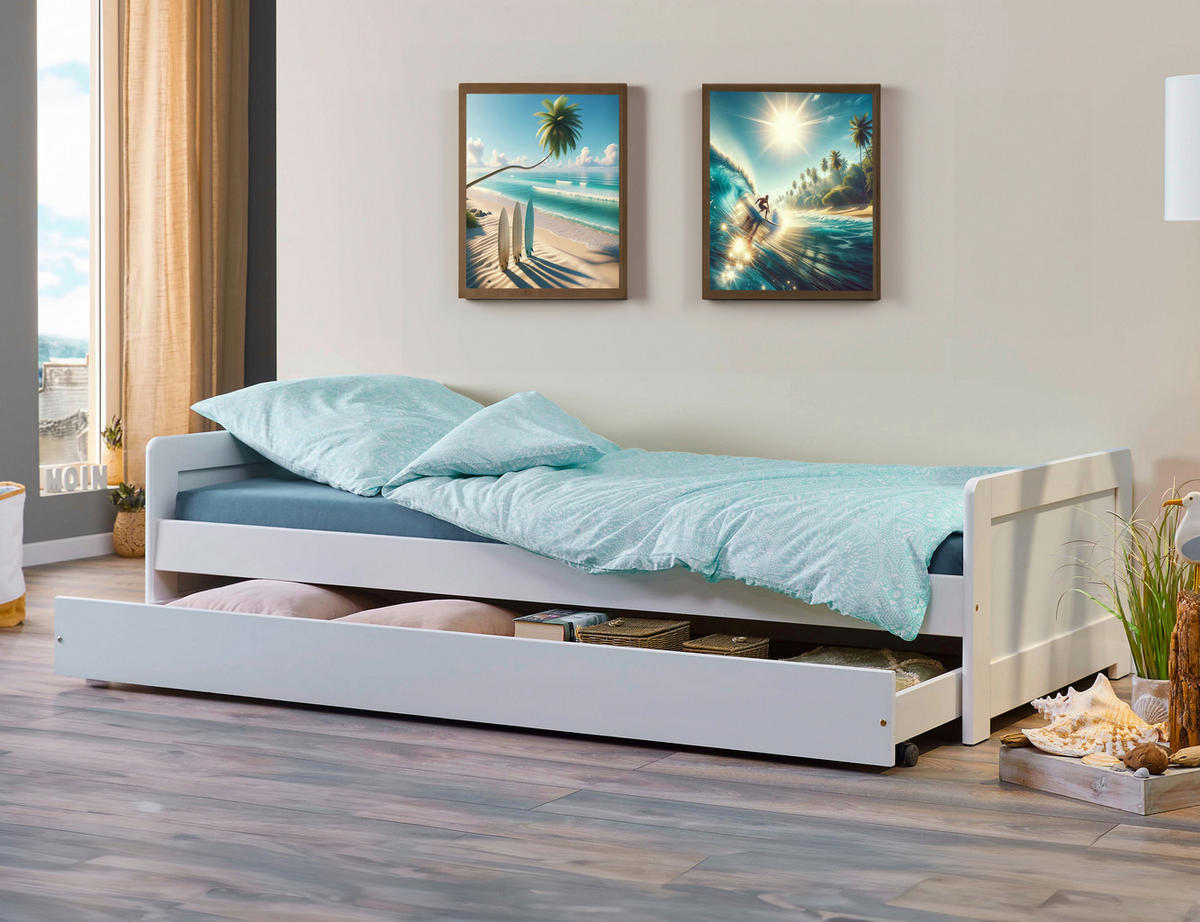 Funktionsliege Surf weiß Liegefläche B/L: ca. 90x200 cm Surf - weiß (96,00/53,00/209,00cm)