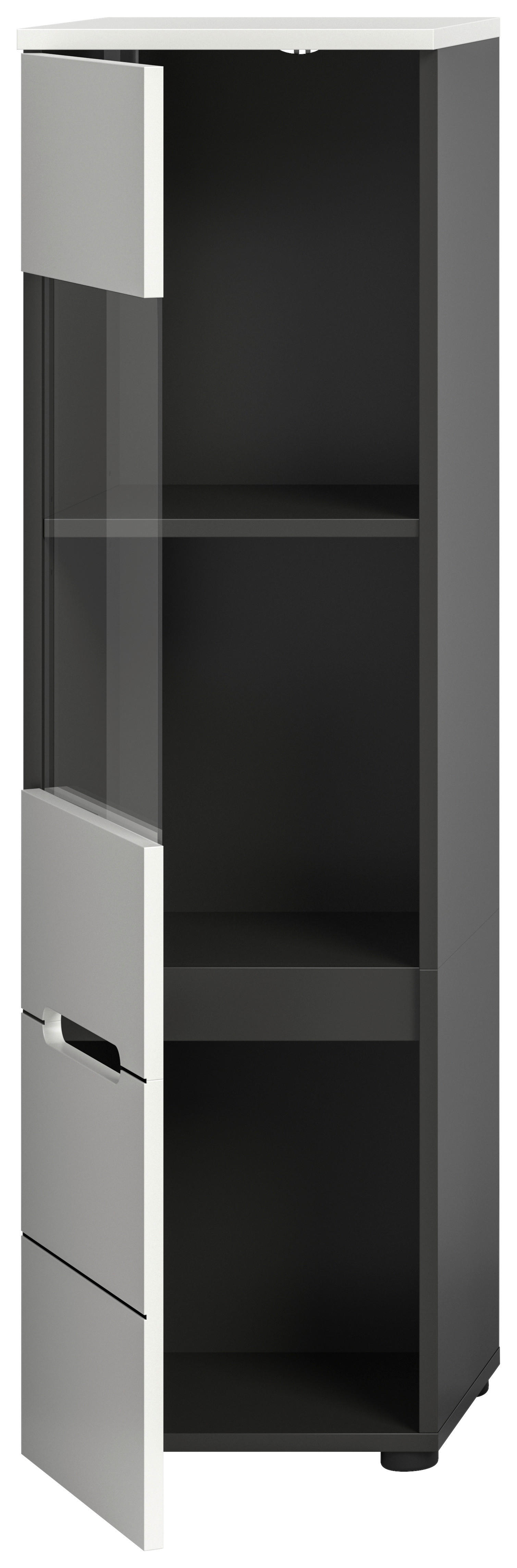 Vitrine Canu basaltgrau weiß B/H/T: ca. 36x125x33 cm Canu - weiß/basaltgrau (36,00/125,00/33,00cm) - xonox.home
