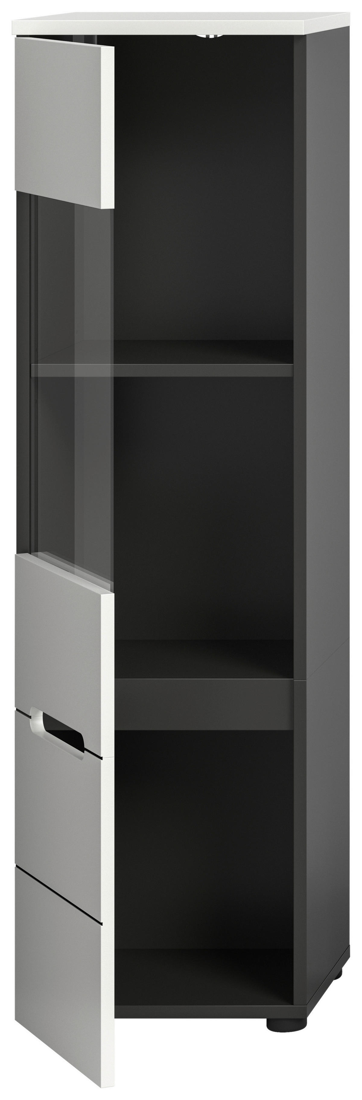 Vitrine Canu basaltgrau weiß B/H/T: ca. 36x125x33 cm Canu - weiß/basaltgrau (36,00/125,00/33,00cm) - xonox.home