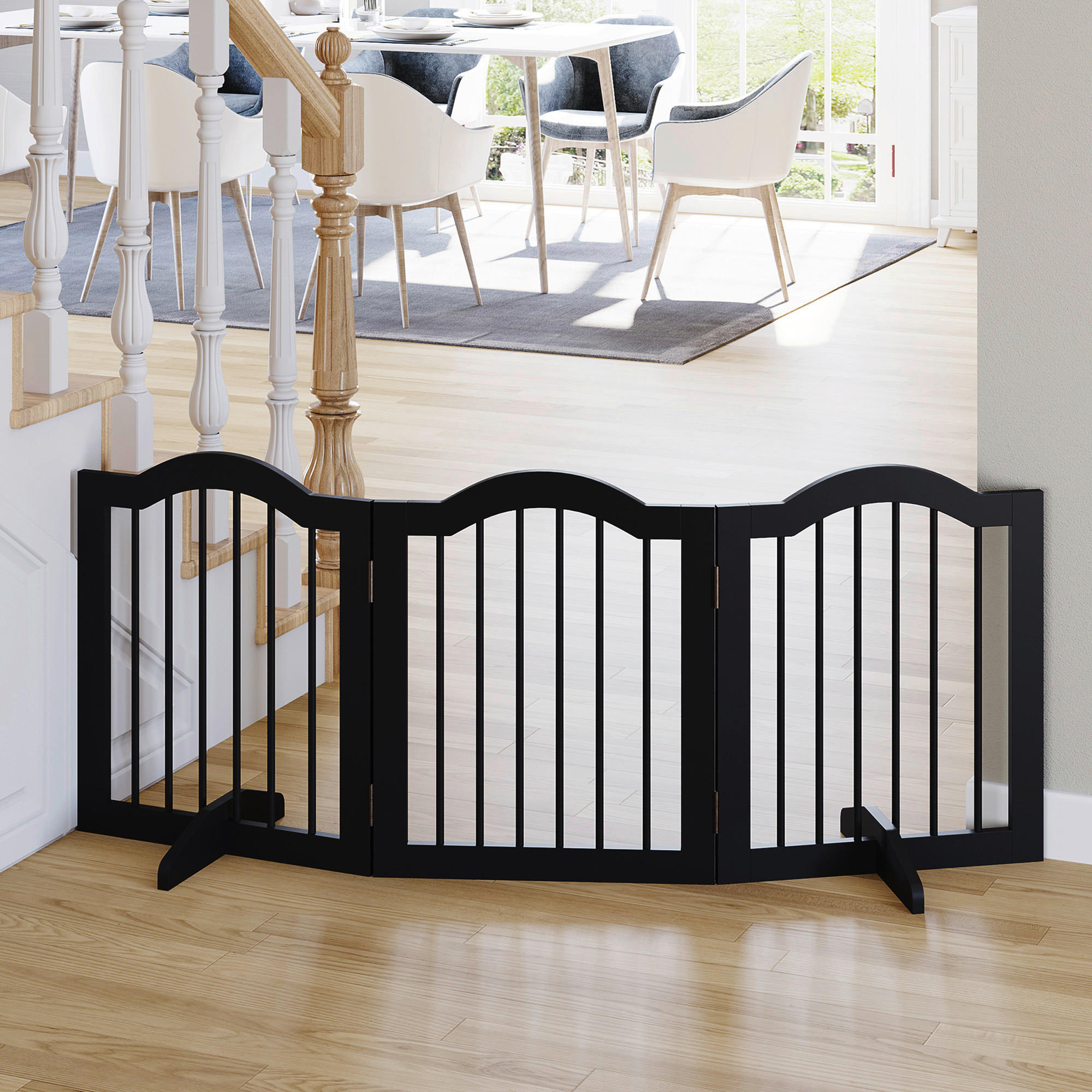 PawHut Hunde-Schutzgitter schwarz Polypropylen B/H/L: ca. 29,5x154,5x61 cm Hunde-Absperrgitter - schwarz (61,00/29,50/154,50cm) - PawHut