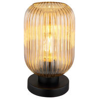 GLOBO Tischleuchte Normy 15469TA amber schwarz Glas Metall H: ca. 24 cm E27 1 Brennstellen Normy - schwarz/amber (24,00cm) - GLOBO
