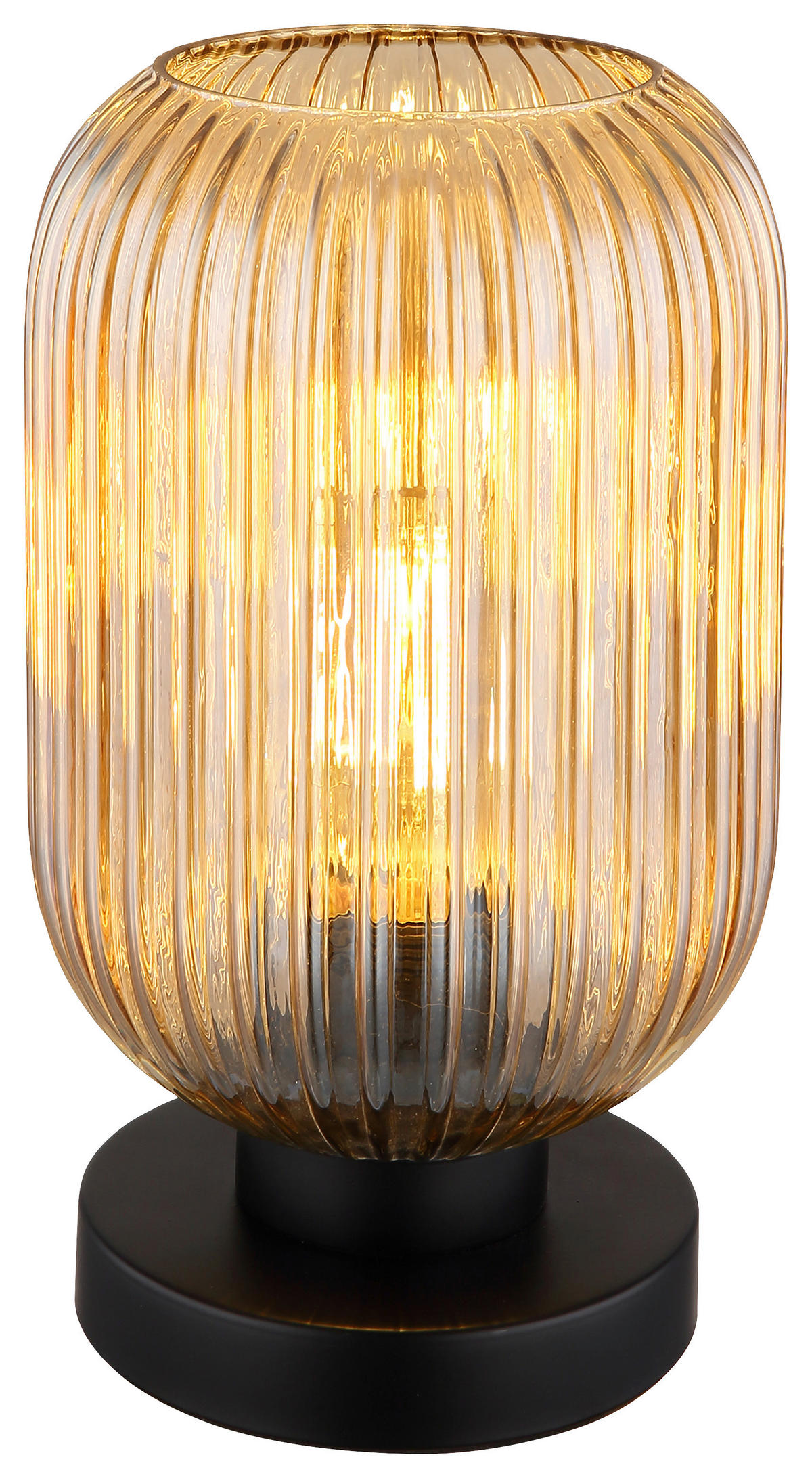 GLOBO Tischleuchte Normy 15469TA amber schwarz Glas Metall H: ca. 24 cm E27 1 Brennstellen Normy - schwarz/amber (24,00cm) - GLOBO